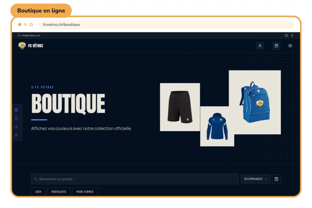 Boutique en ligne pour club de sport — All4Club