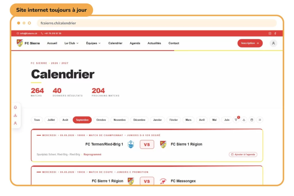 Site de club toujours à jour — All4Club